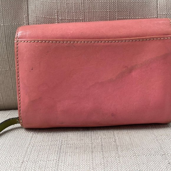 Kate Spade Women Wallet Pink/Green Leather Clutch Wrislet Card holder Purse - Picture 4 of 12